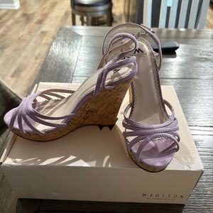 Shoe Dazzle Lavender Wedge Sandals